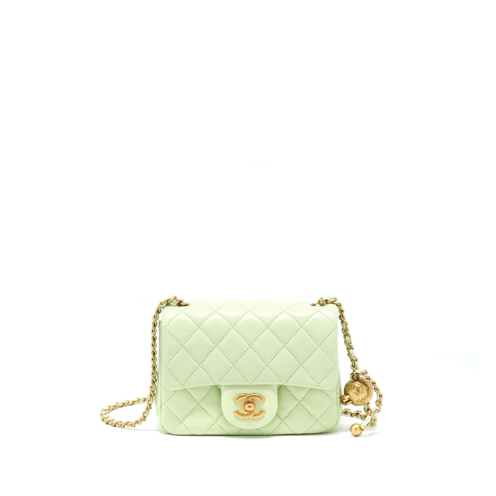 Chanel 22C Pearl Crush Square Flap Light Green Shoulder Bag