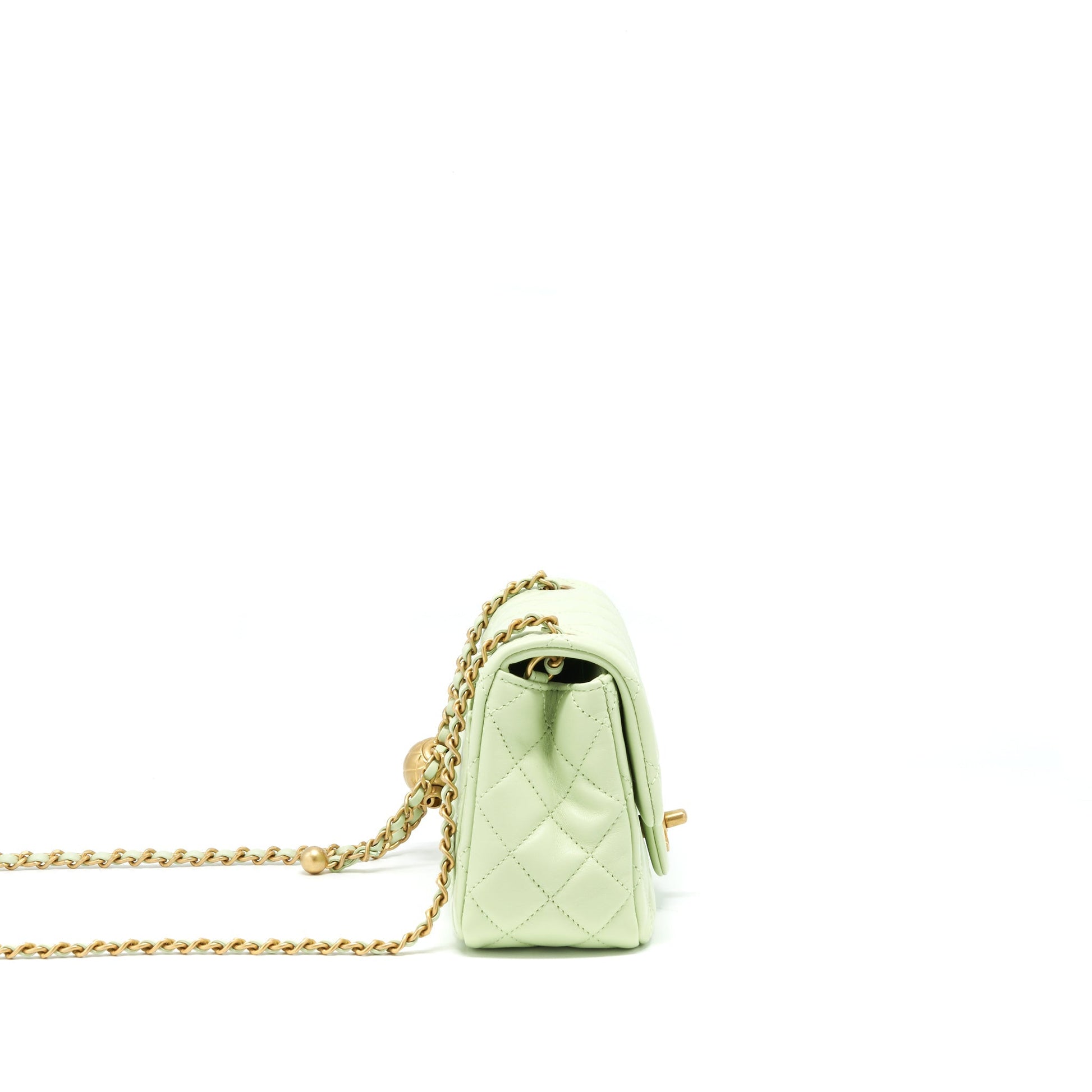 Chanel 22C Pearl Crush Square Flap Light Green Shoulder Bag