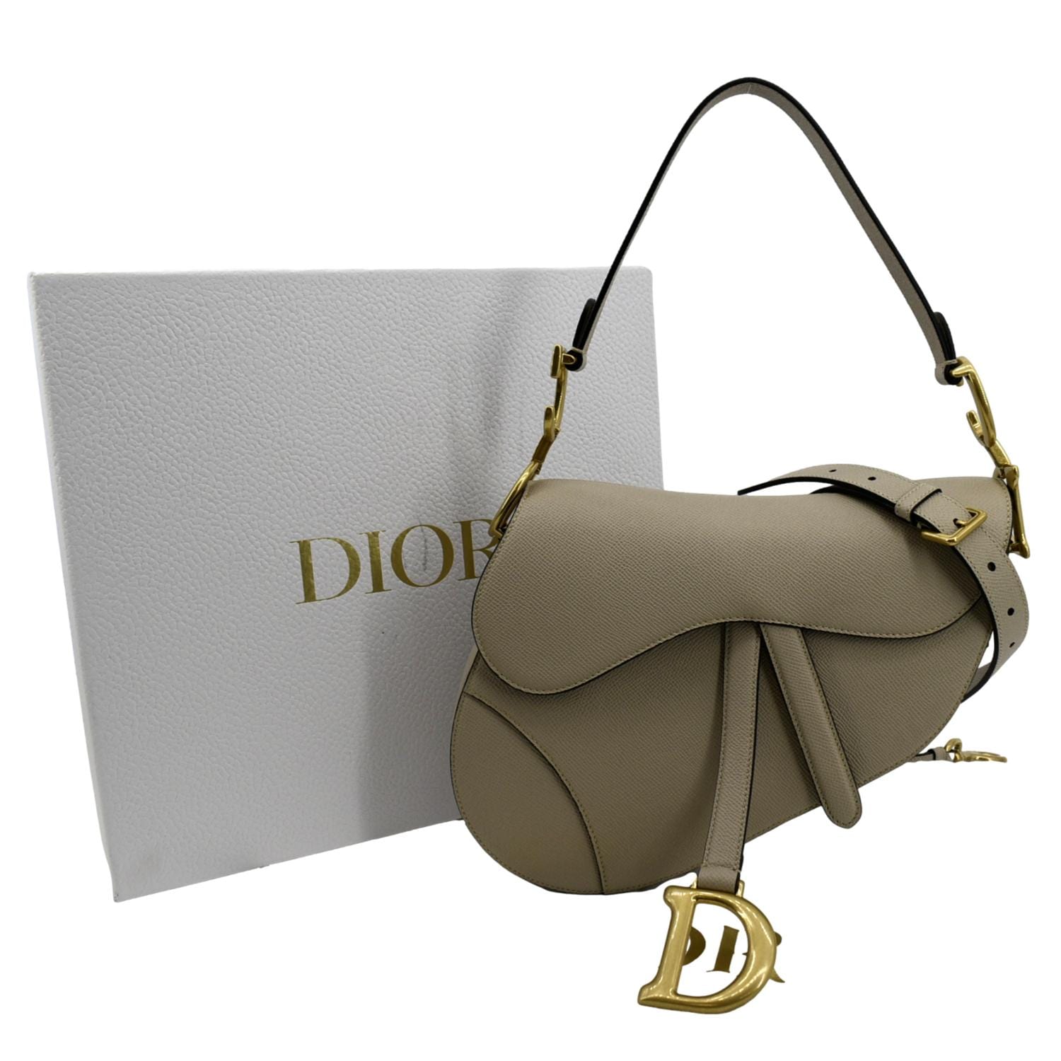Dior Saddle Grained Calfskin Shoulder Bag Leather Beige Saddle Bag 6