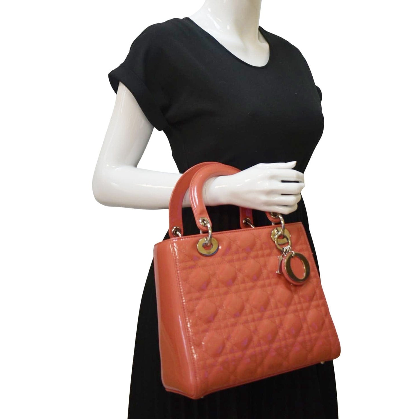 Dior Lady Shoulder Bag Leather Pink Medium