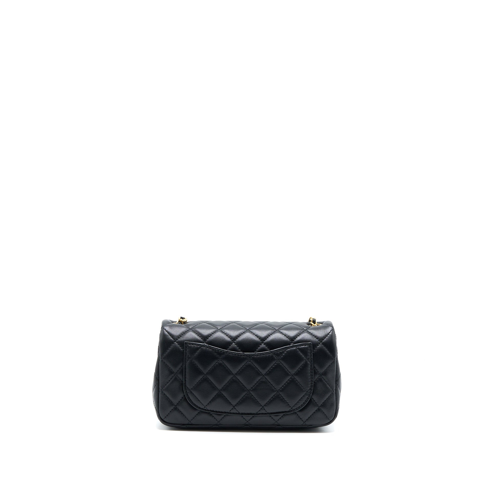 Chanel Pearl Crush Rectangular Lambskin Brushed GHW Black Mini Bag