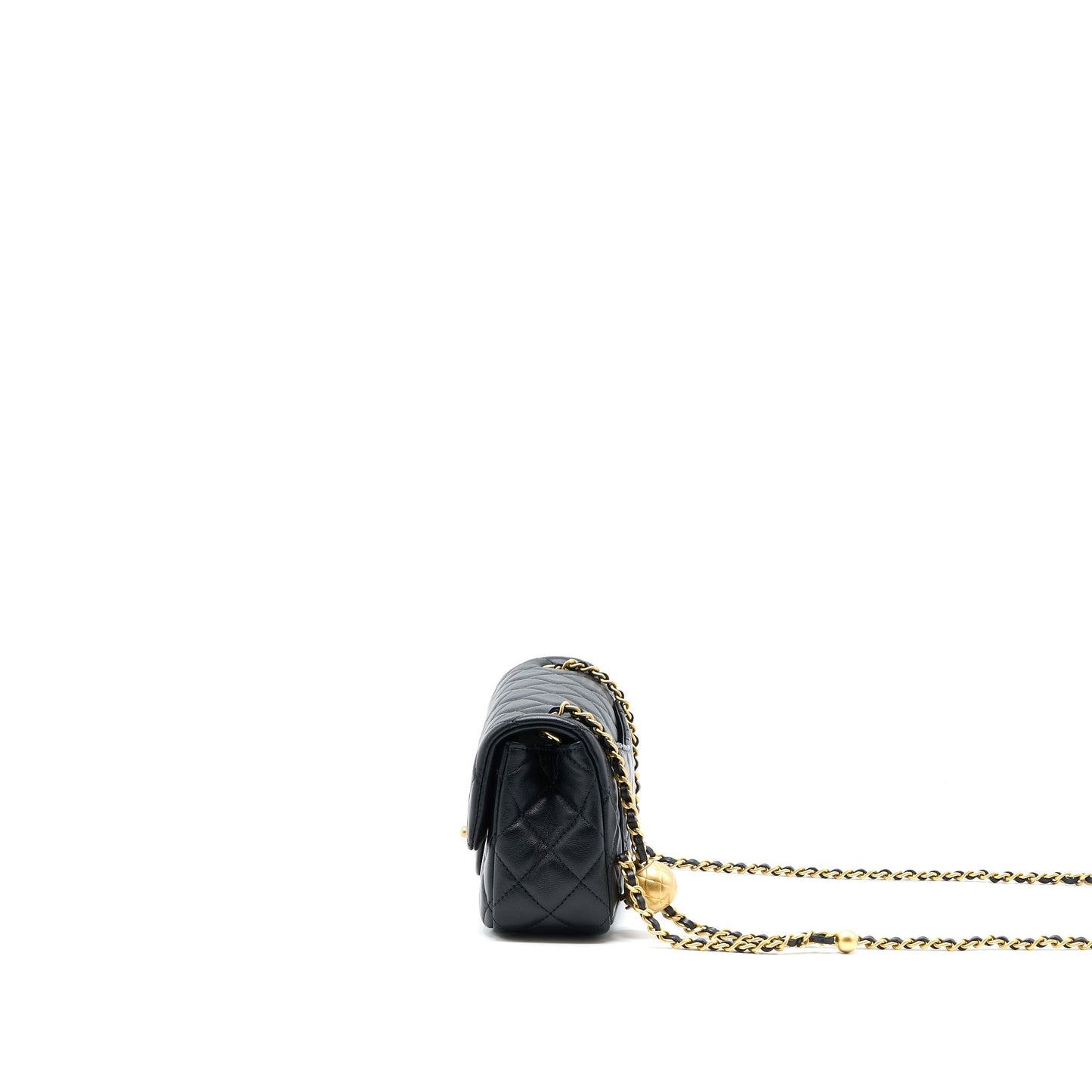 Chanel Pearl Crush Rectangular Lambskin Brushed GHW Black Mini Bag