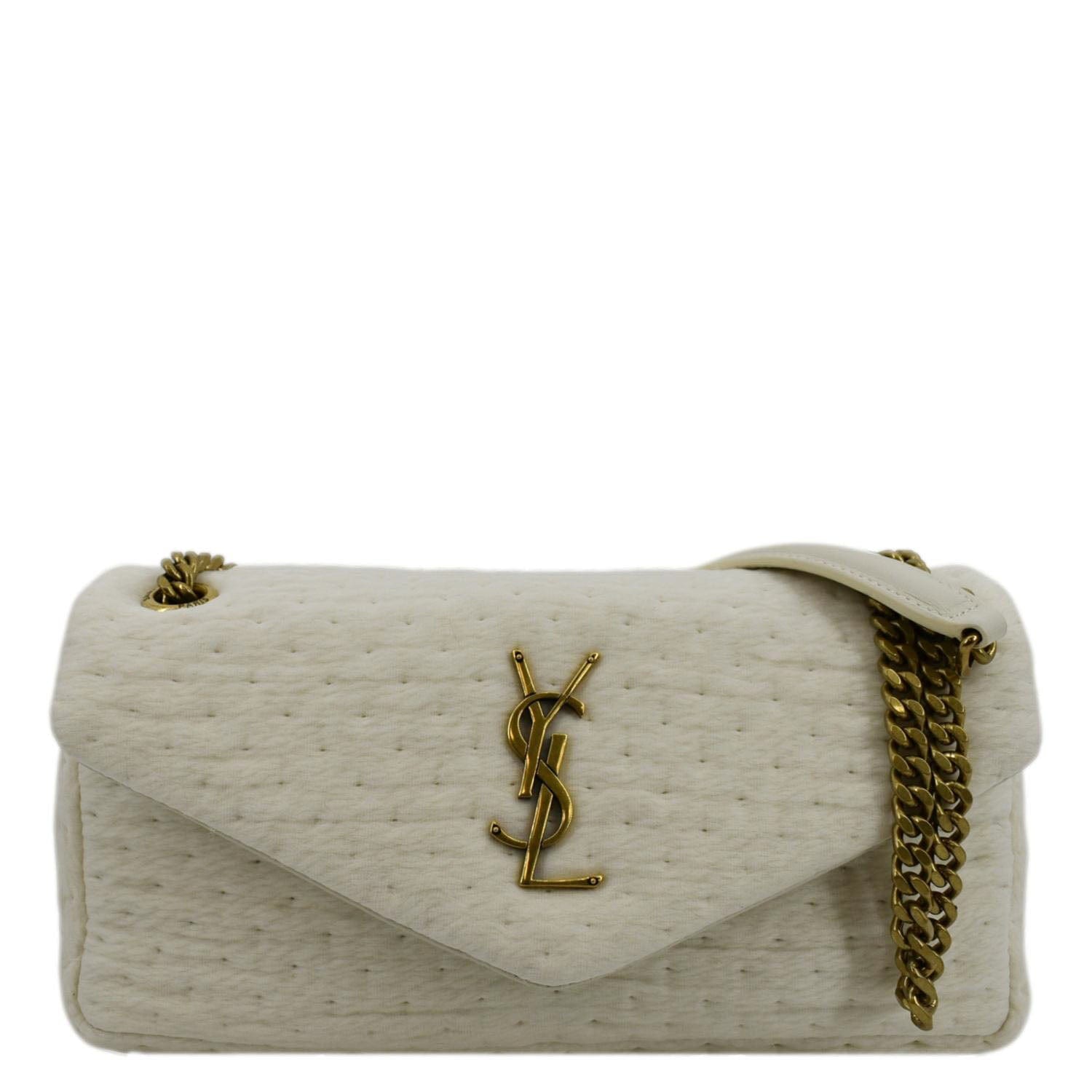 YSL Saint Laurent Saint Calypso Organza Crossbody Bag Leather White