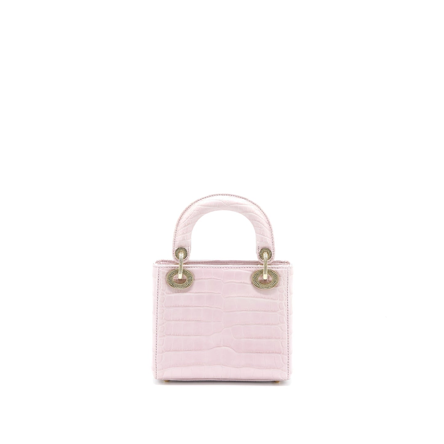 Dior Lady Alligator Mississippiensis Light Crystal Handbag Pink Mini Travel Bag