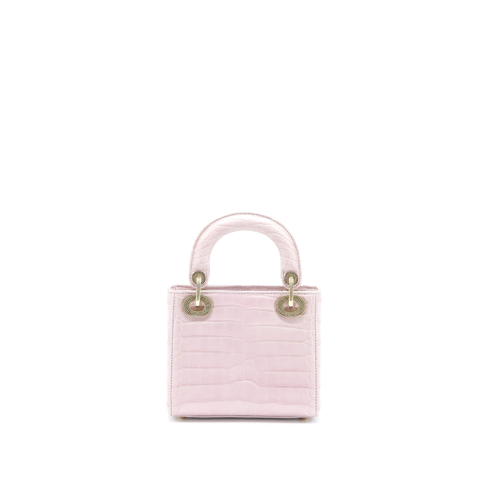 Dior Lady Alligator Mississippiensis Light Crystal Handbag Pink Mini Travel Bag