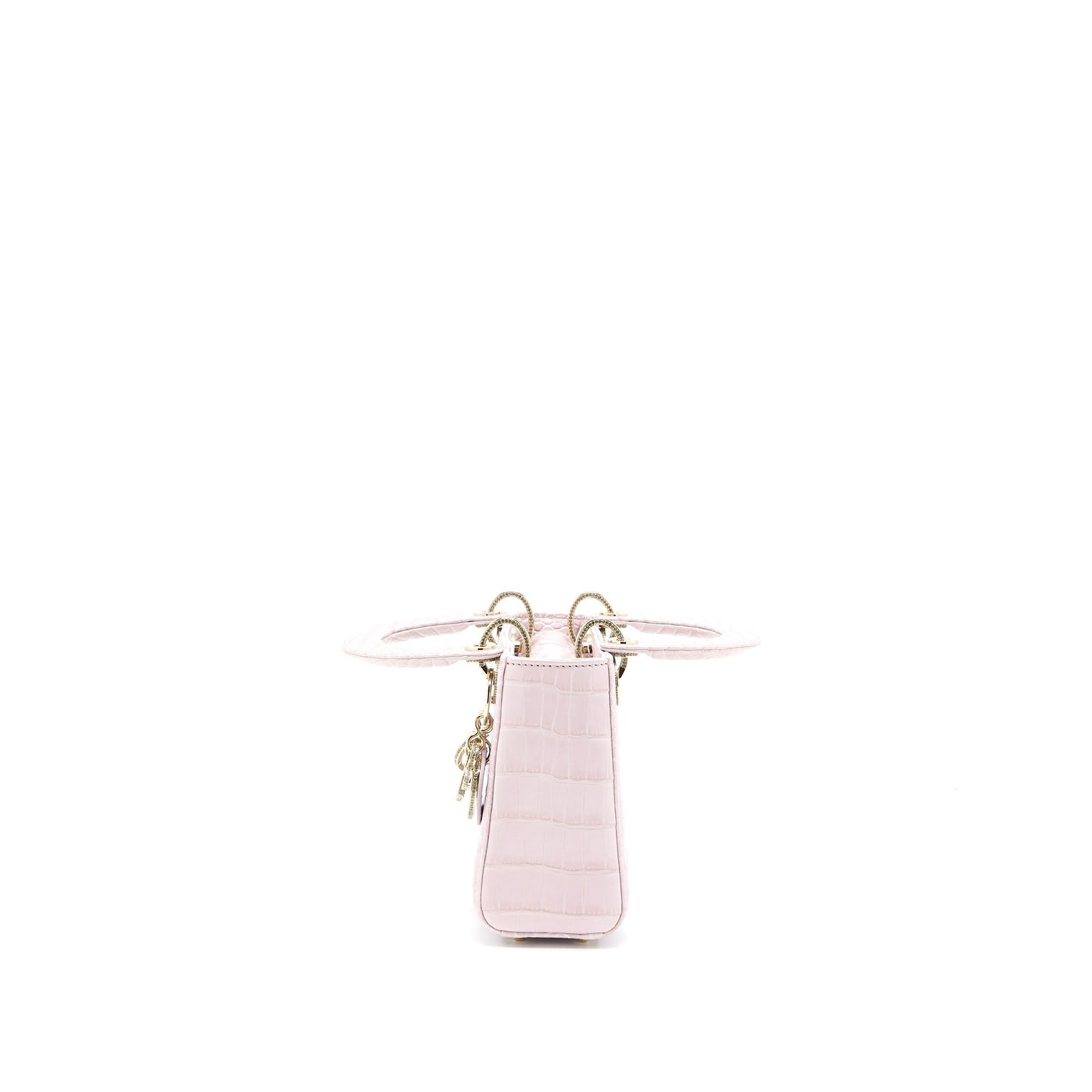 Dior Lady Alligator Mississippiensis Light Crystal Handbag Pink Mini Travel Bag