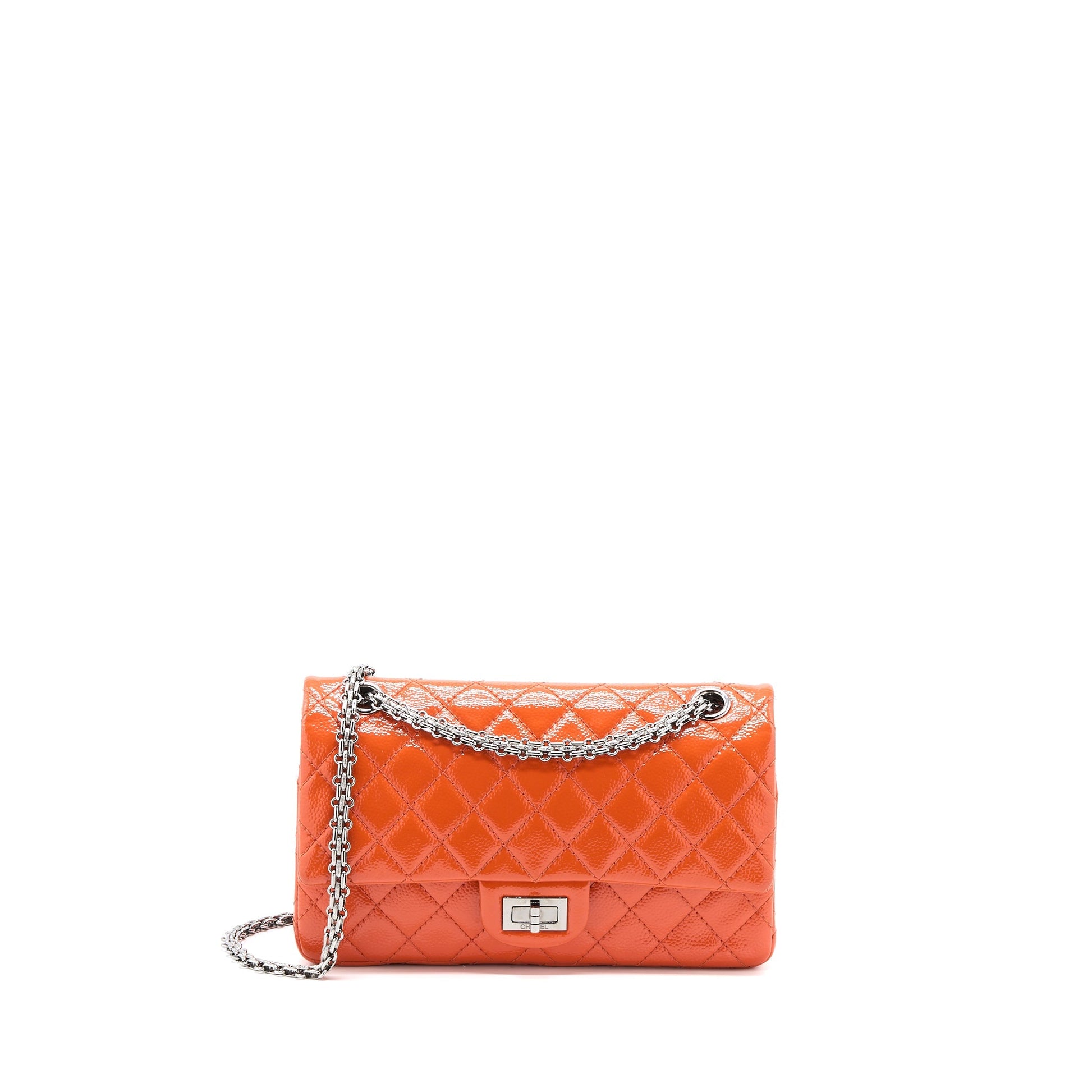 Chanel 2.55 Reissue Flap Patent SHW Orange Small Leather Shoulder Bag