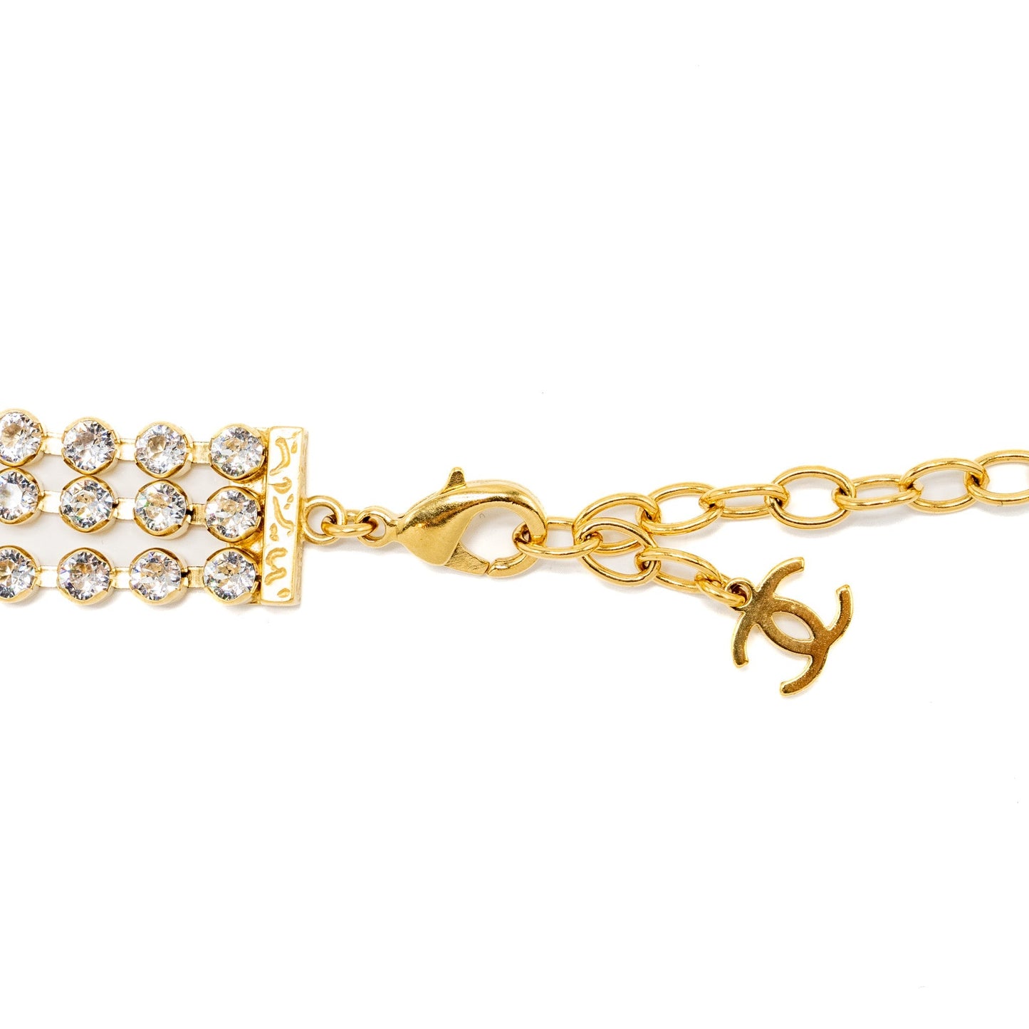 Chanel CC logo crystal chocker tone Gold Handbag