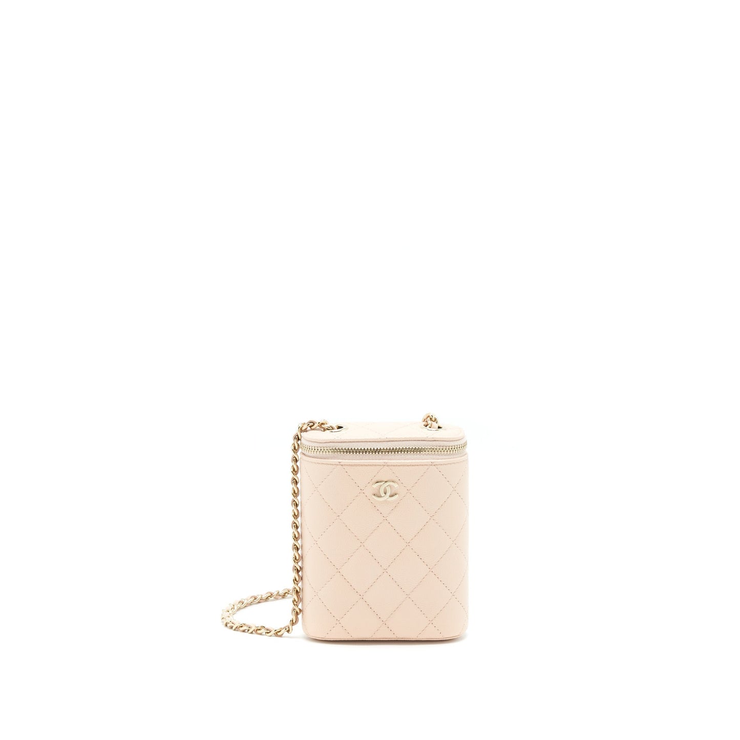 Chanel 22C Light Caviar Vertical Vanity LGHW Beige Handbag