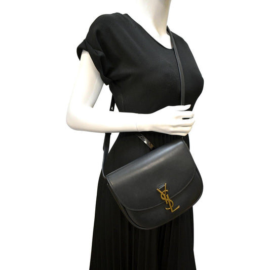 YSL Saint Laurent Yves Kaia Crossbody Bag Leather Black