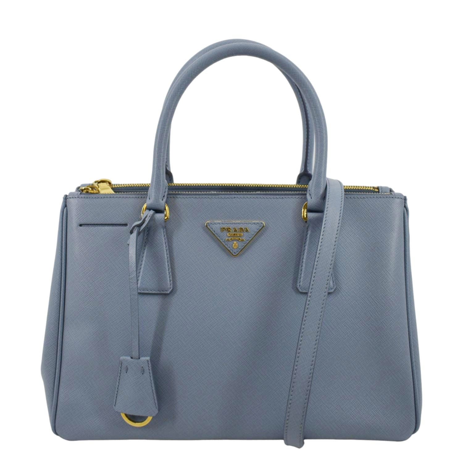 Galleria Double Zip Saffiano Tote Bag Light Leather Blue