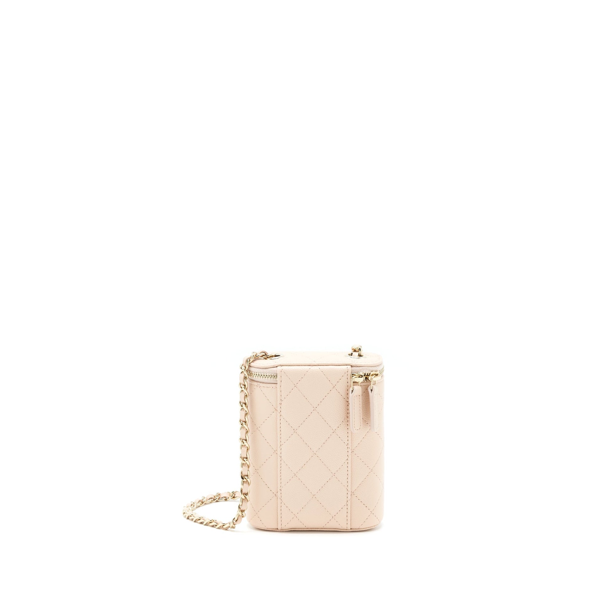 Chanel 22C Light Caviar Vertical Vanity LGHW Beige Handbag