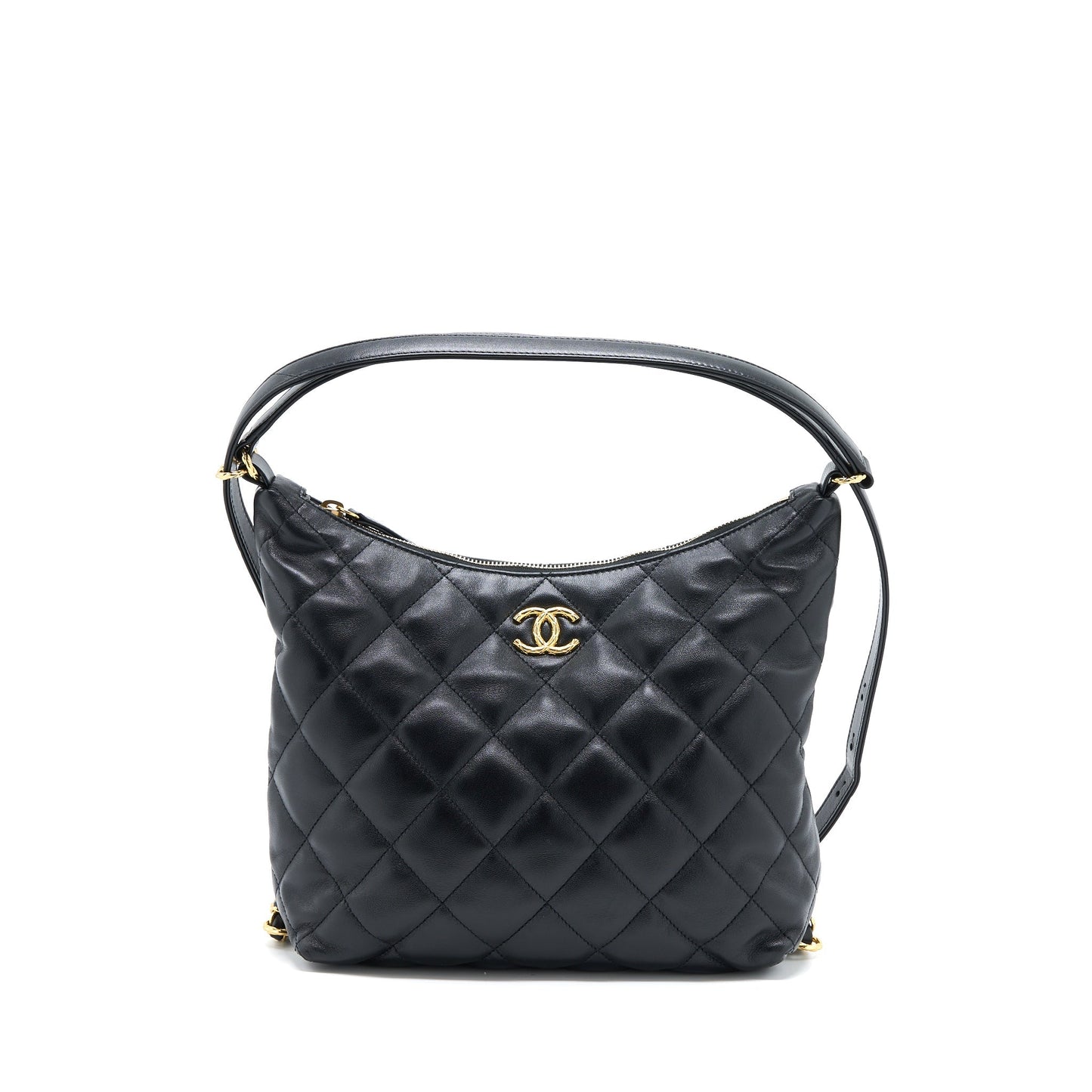 Chanel 22B Hobo Lambskin GHW Microchip Black Shoulder Bag Ghw Microchip