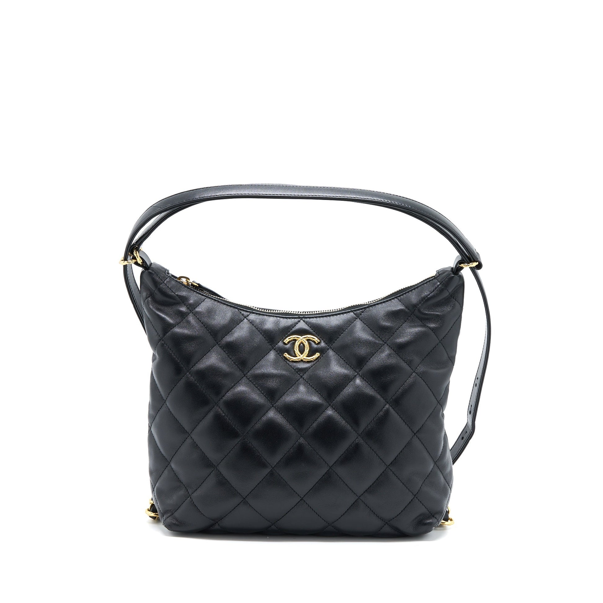 Chanel 22B Hobo Lambskin GHW Microchip Black Shoulder Bag Ghw Microchip