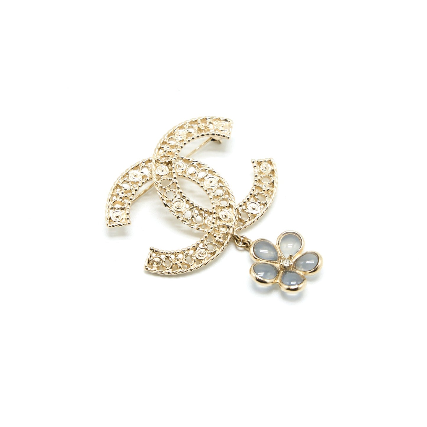 Chanel CC Logo Brooch Camellia Drop Brushed Handbag