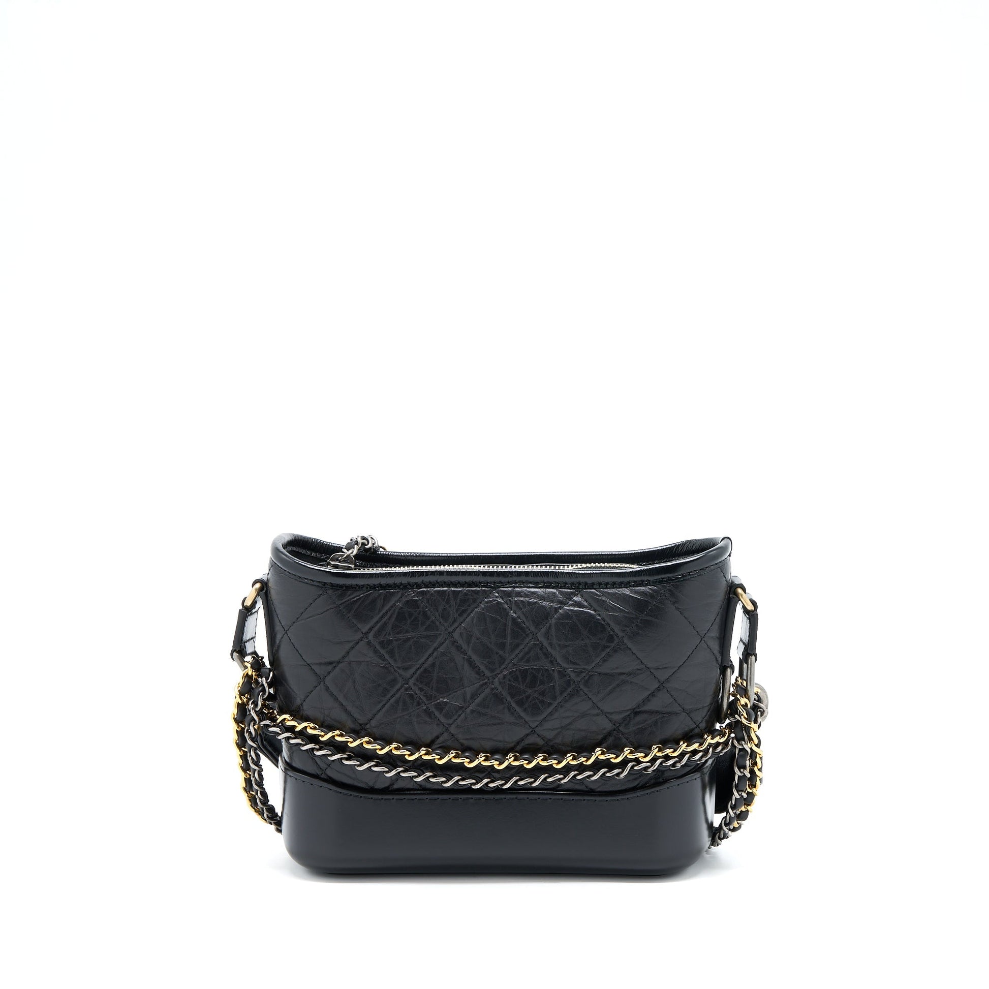 Chanel Gabrielle Hobo Top Handle Aged Calfskin Multicolour Black Small Shoulder Bag