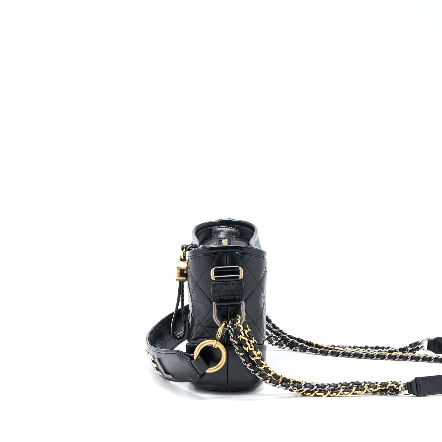 Chanel Gabrielle Hobo Top Handle Aged Calfskin Multicolour Black Small Shoulder Bag
