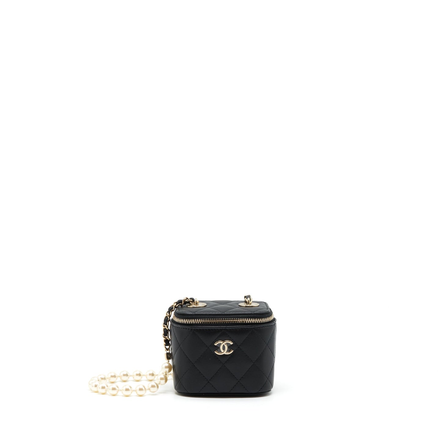 Chanel Vanity Pearl Lambskin LGHW Black Mini Bag