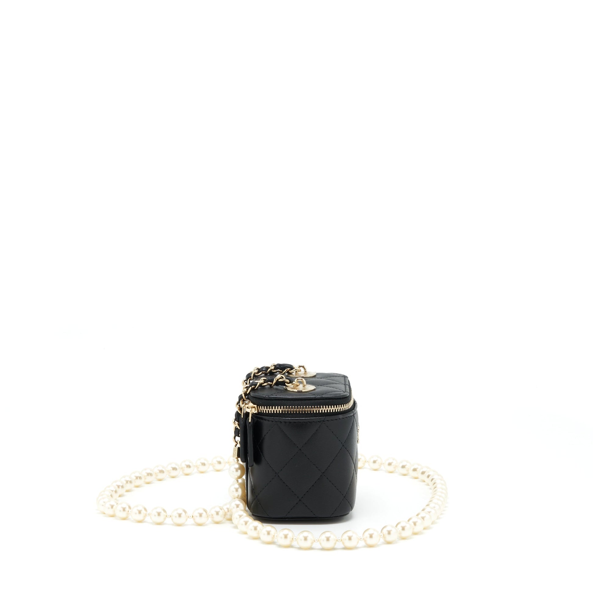 Chanel Vanity Pearl Lambskin LGHW Black Mini Bag