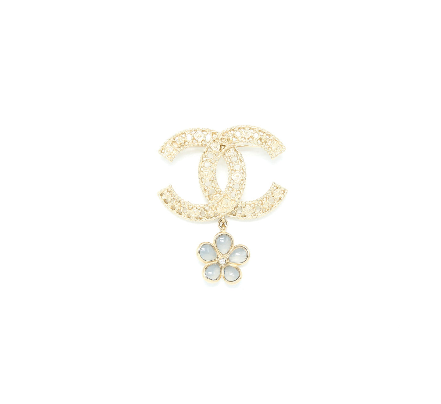 Chanel CC Logo Brooch Camellia Drop Brushed Handbag