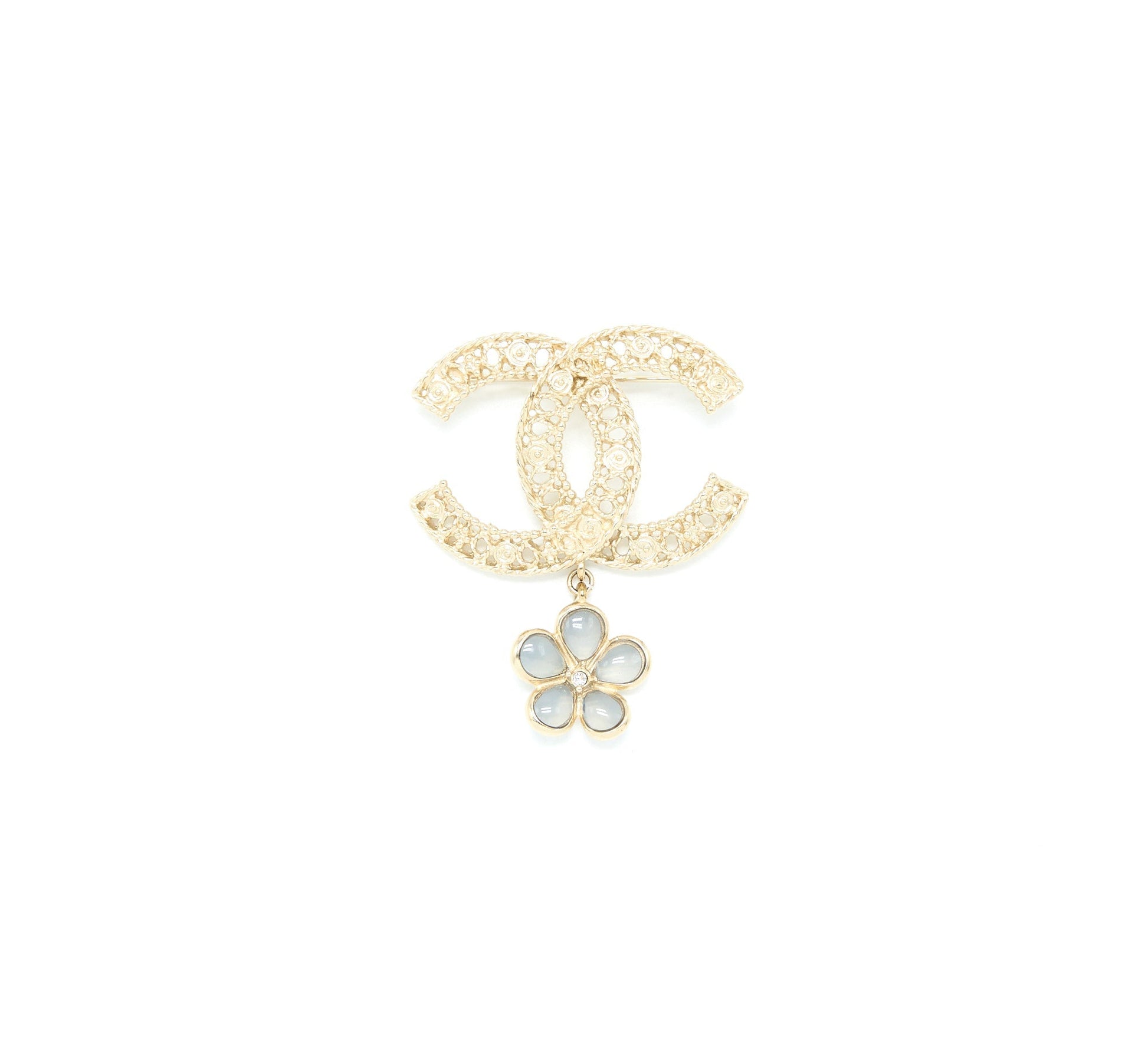 Chanel CC Logo Brooch Camellia Drop Brushed Handbag