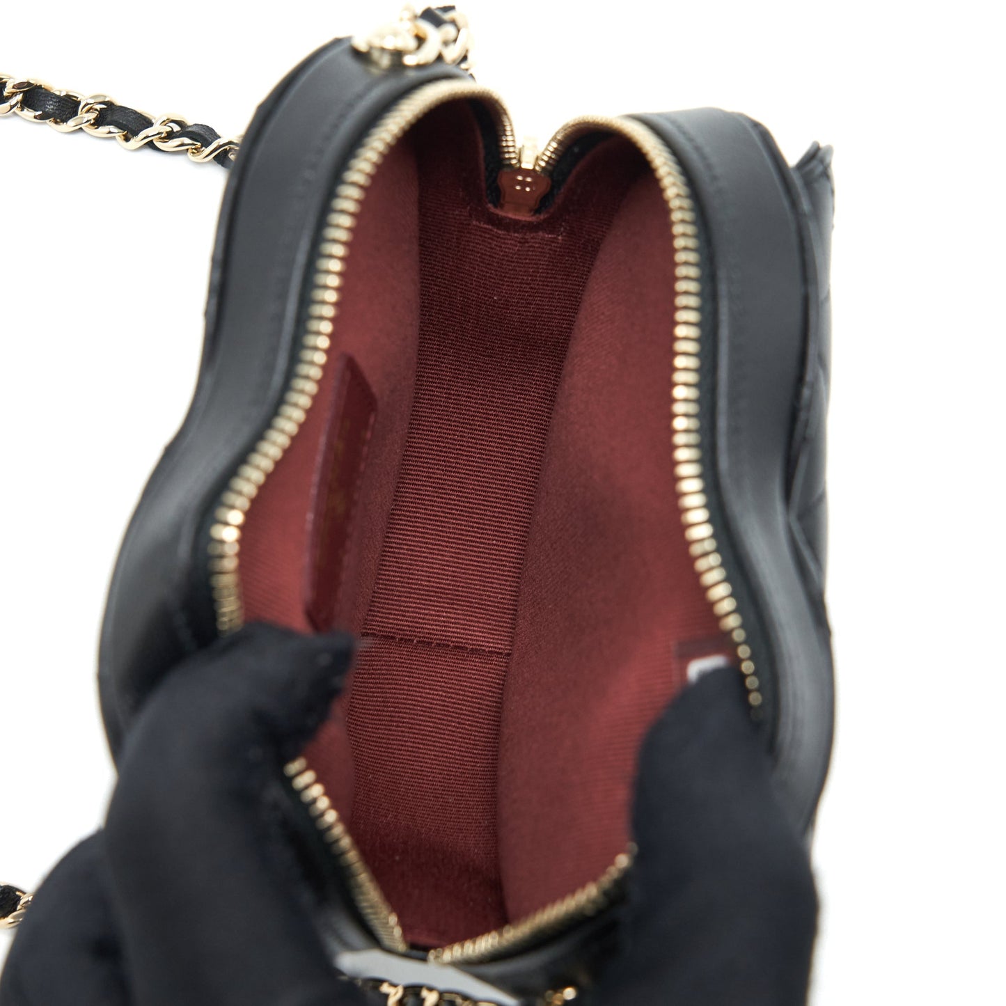 Chanel 22S Heart Lambskin LGHW Black Small Handbag Lghw 4