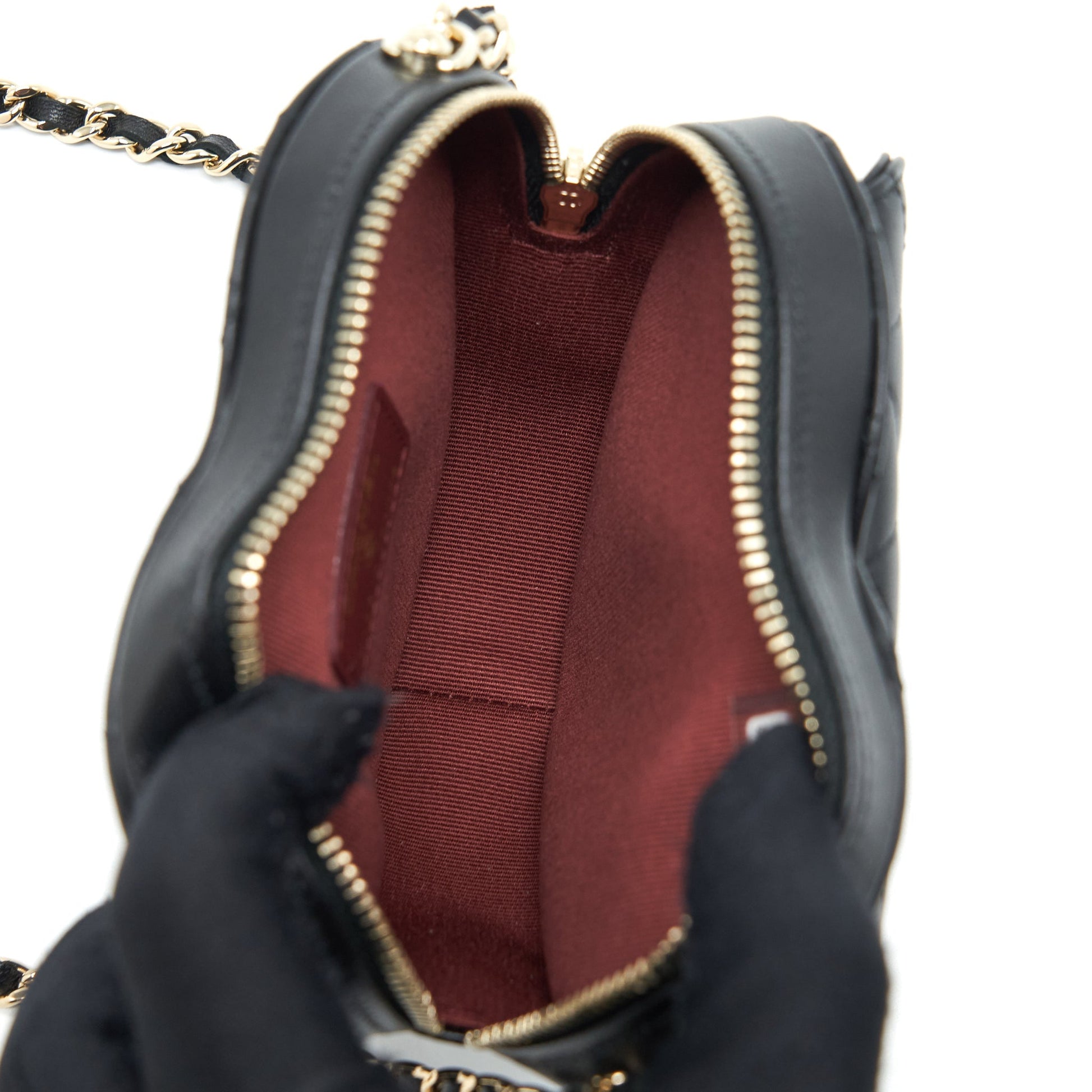 Chanel 22S Heart Lambskin LGHW Black Small Handbag Lghw 4