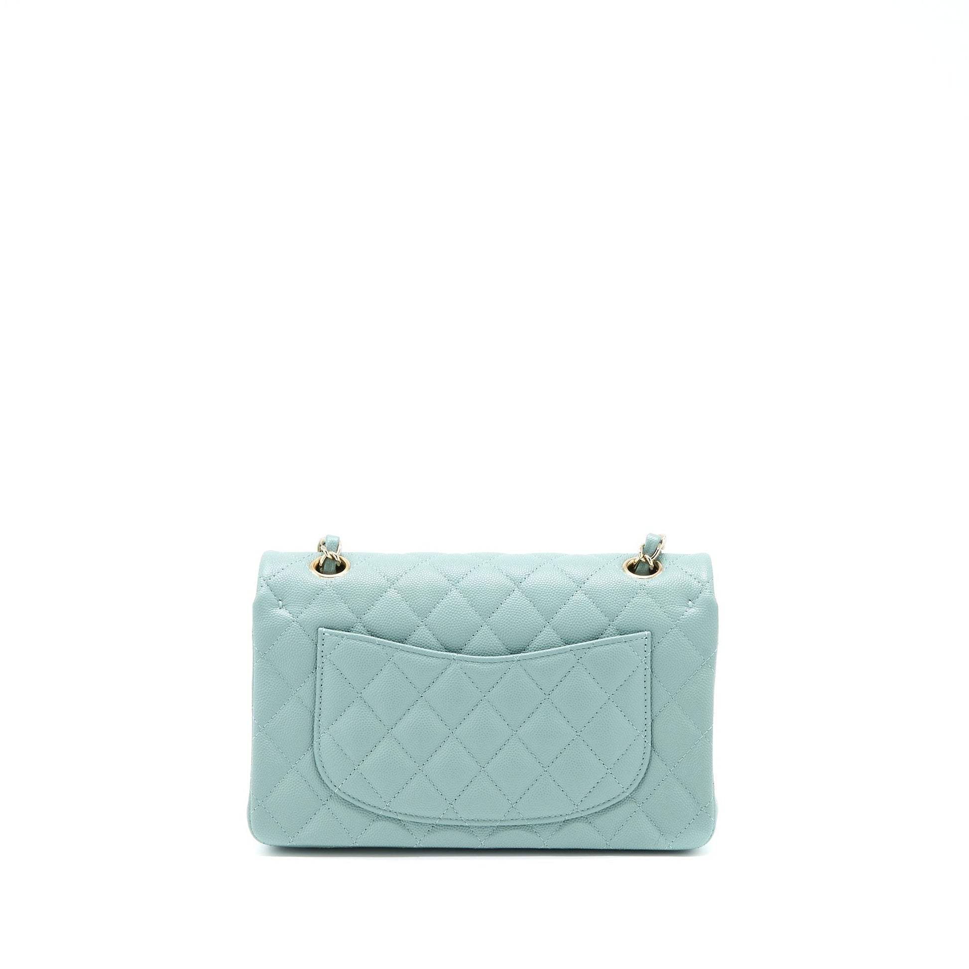 Chanel 22C Classic Double Flap Caviar NG124 Green Small Shoulder Bag