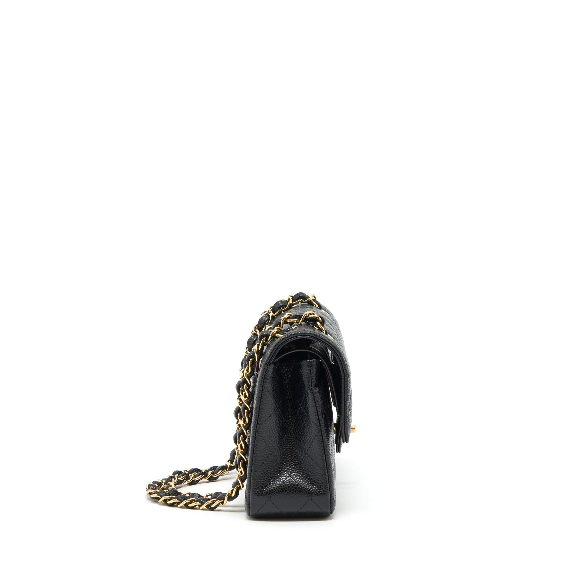 Chanel Classic Double Flap Caviar GHW Microchip Black Small Handbag