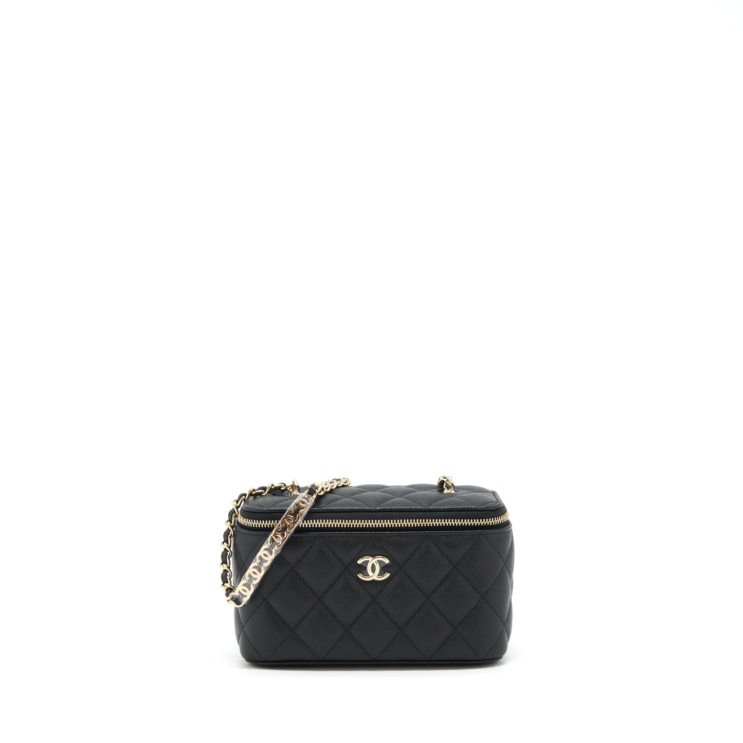 Chanel 22P Long Vanity CC Logo Caviar Black Handbag