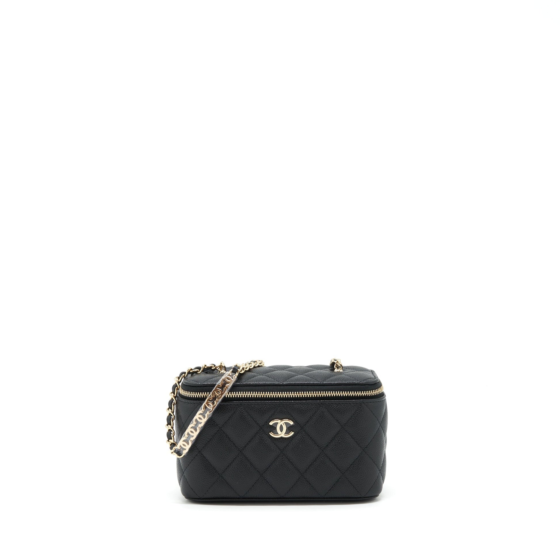 Chanel 22P Long Vanity CC Logo Caviar Black Handbag