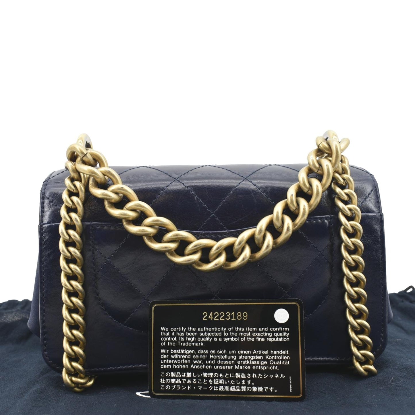 Chanel Handle CC Flap Quilted Leather Blue Travel Bag