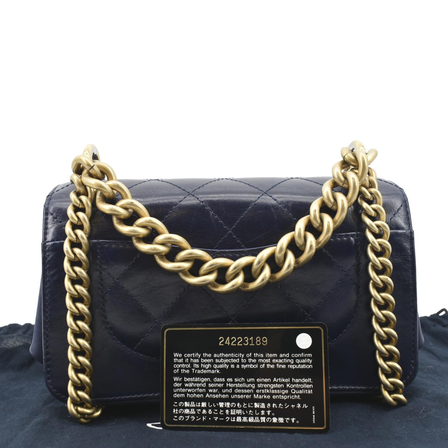 Chanel Handle CC Flap Quilted Leather Blue Travel Bag