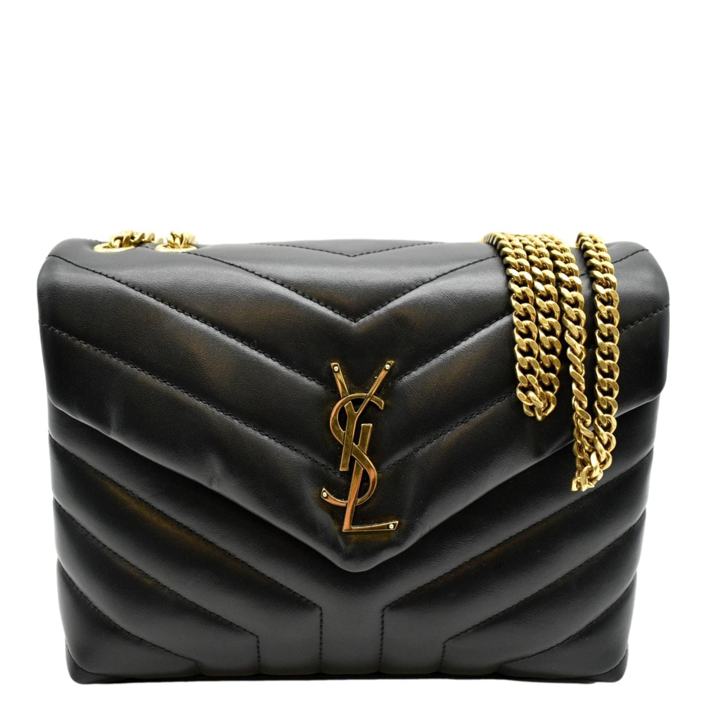 YSL Saint Laurent Yves Loulou Shoulder Bag Leather Matelasse Black Loulou Medium 4