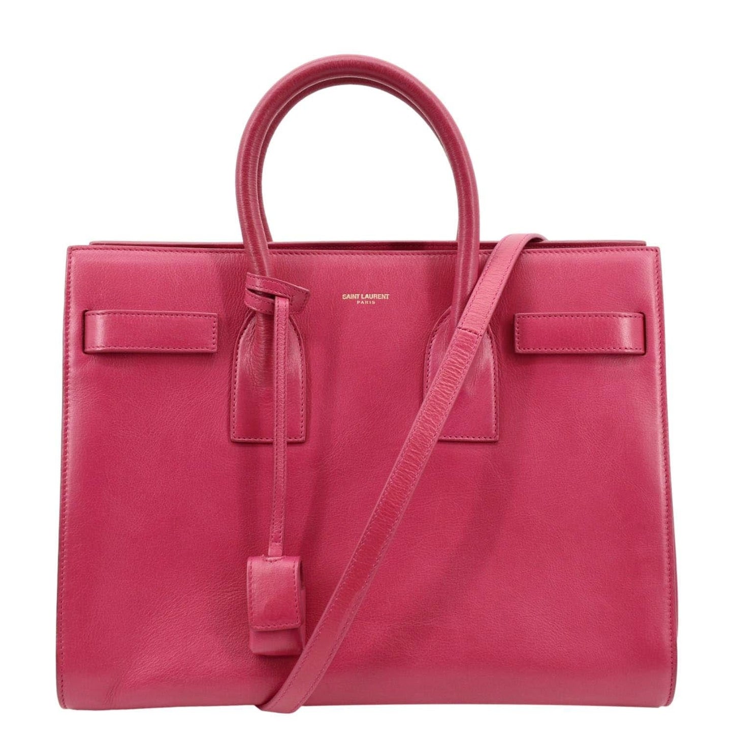 YSL Saint Laurent Yves Sac De Jour Satchel Shoulder Bag Leather Pink Satchel Bag