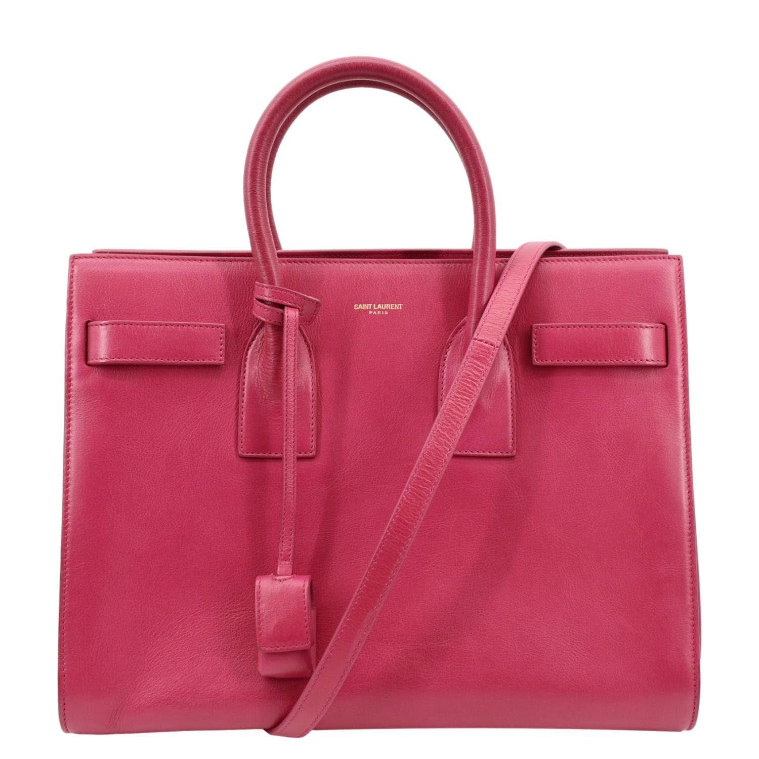 YSL Saint Laurent Yves Sac De Jour Satchel Shoulder Bag Leather Pink Satchel Bag