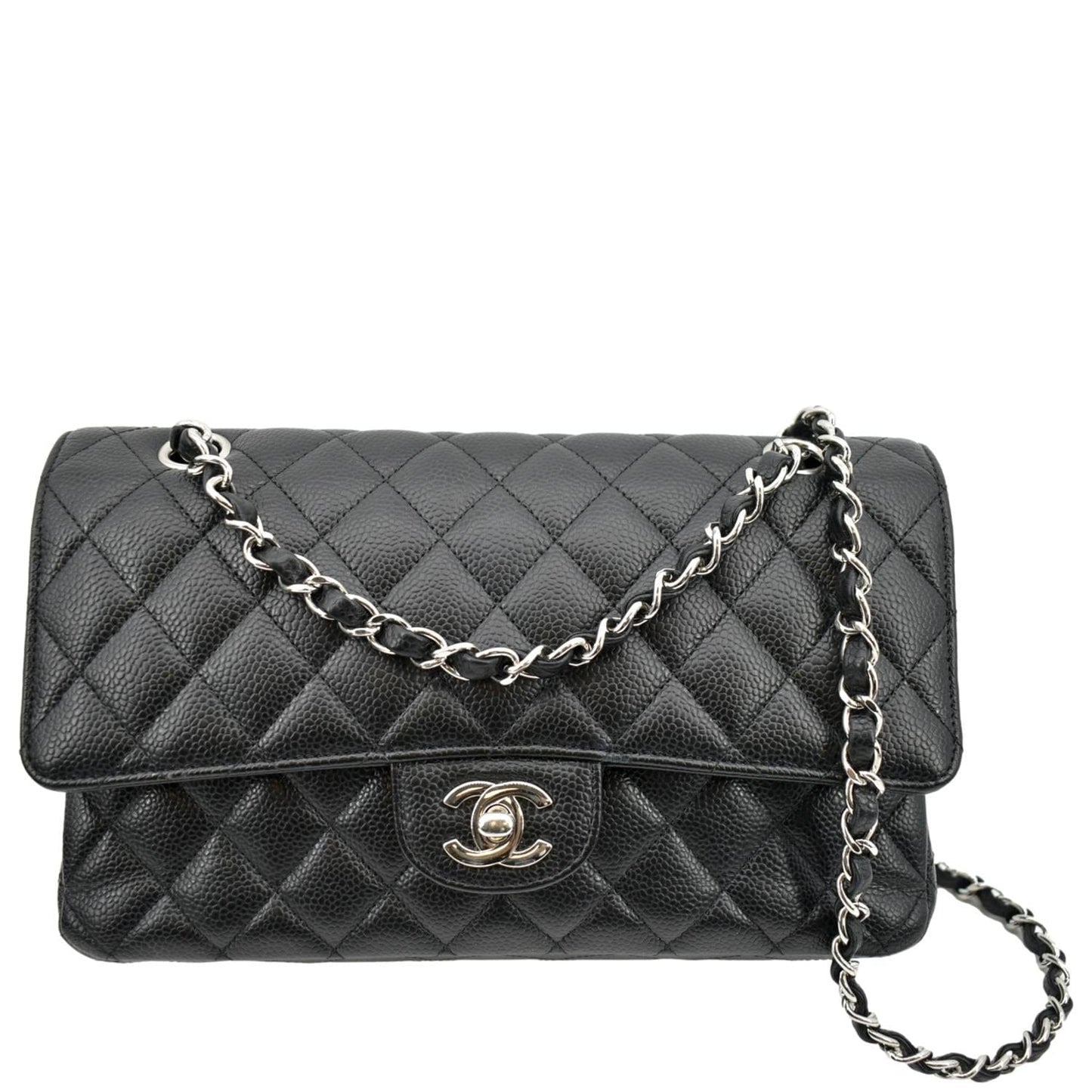Chanel Classic Double Flap Caviar Leather Black Travel Bag Bag 1