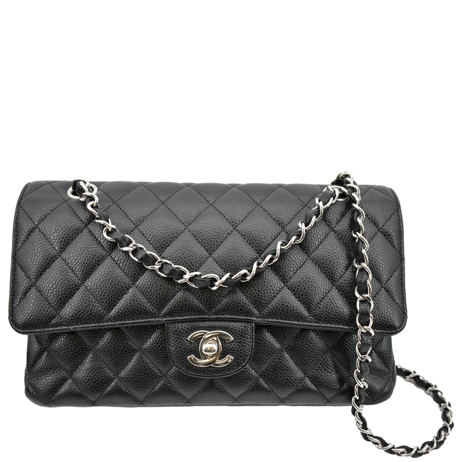 Chanel Classic Double Flap Caviar Leather Black Travel Bag Bag 1