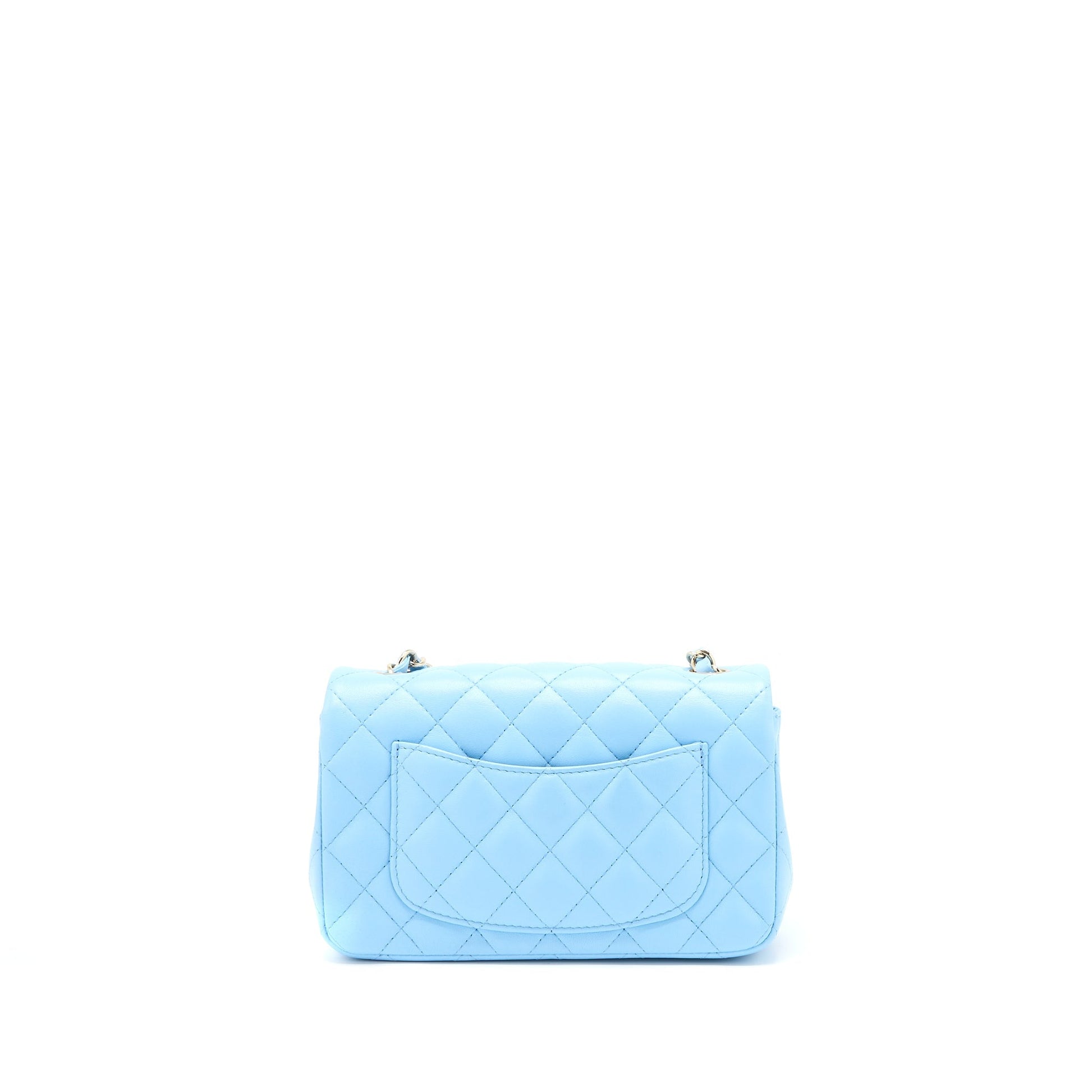 Chanel Rectangular Flap Lambskin LGHW Microchip Blue Shoulder Bag