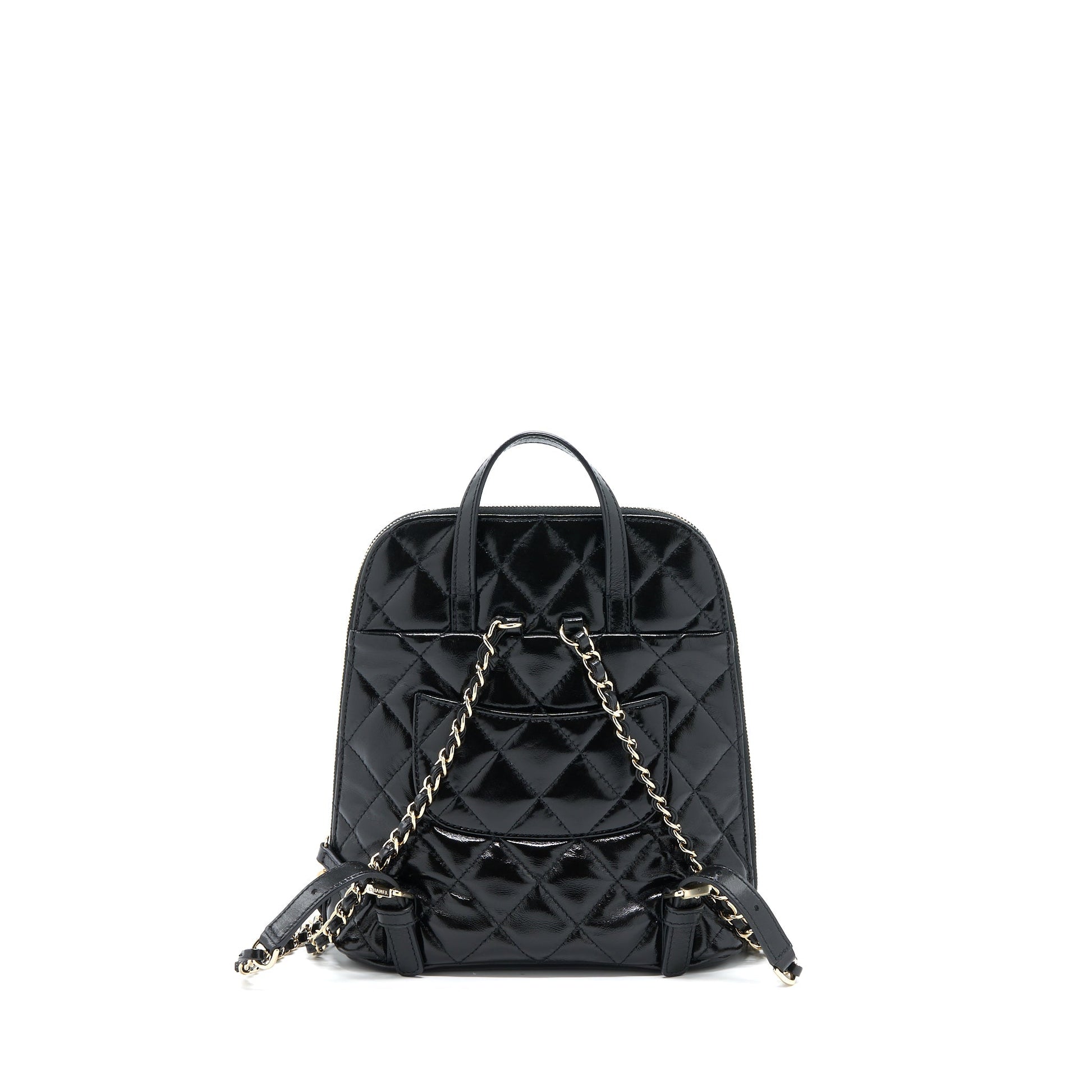 Chanel 22A Quilted Backpack Shiny Calfskin LGHW Black