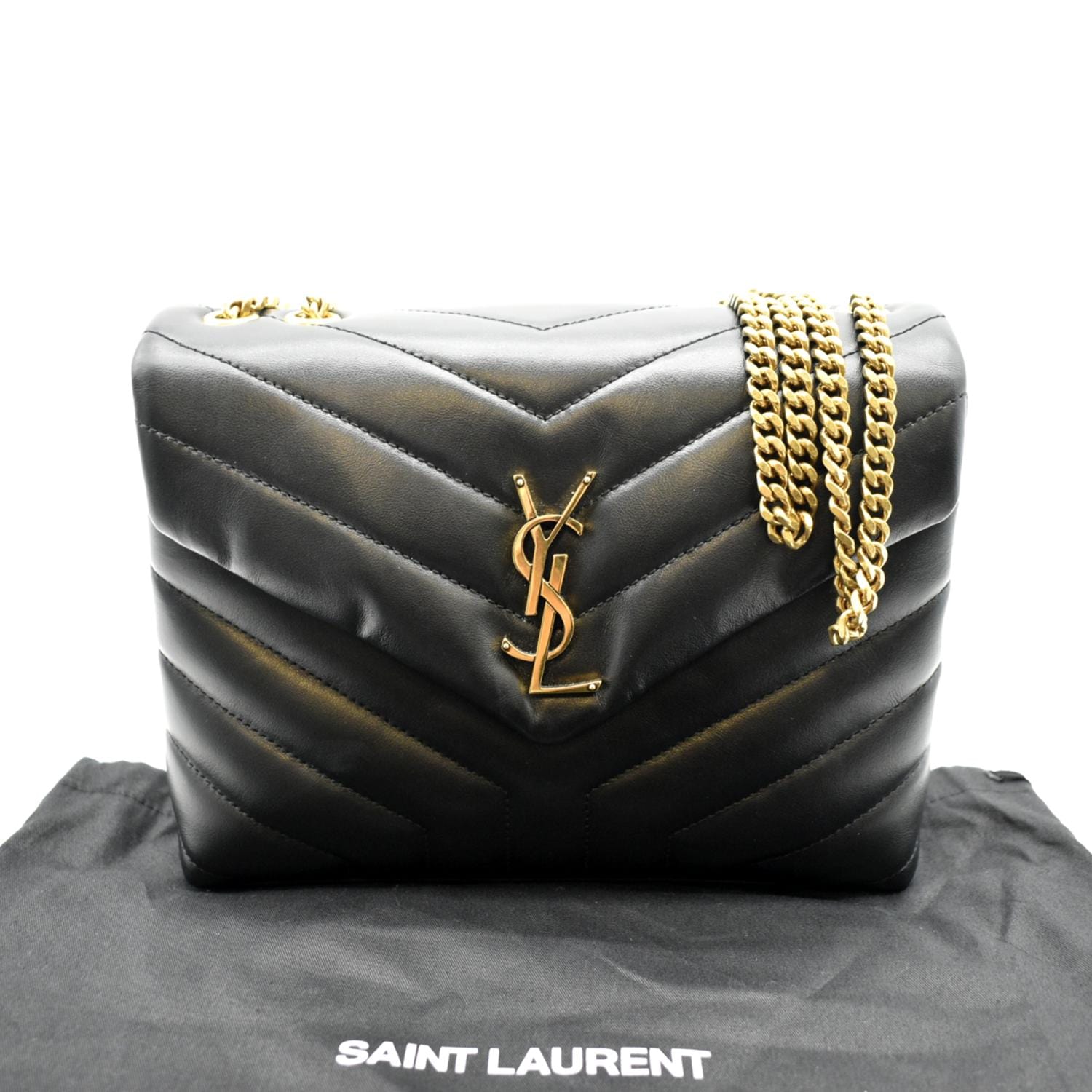 YSL Saint Laurent Yves Loulou Shoulder Bag Leather Matelasse Black Loulou Medium 4
