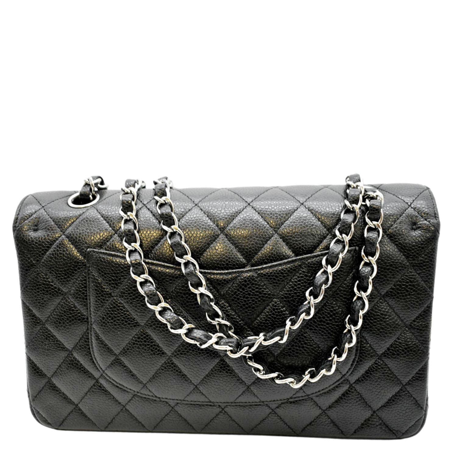 Chanel Classic Double Flap Quilted Caviar Leather Black Travel Bag