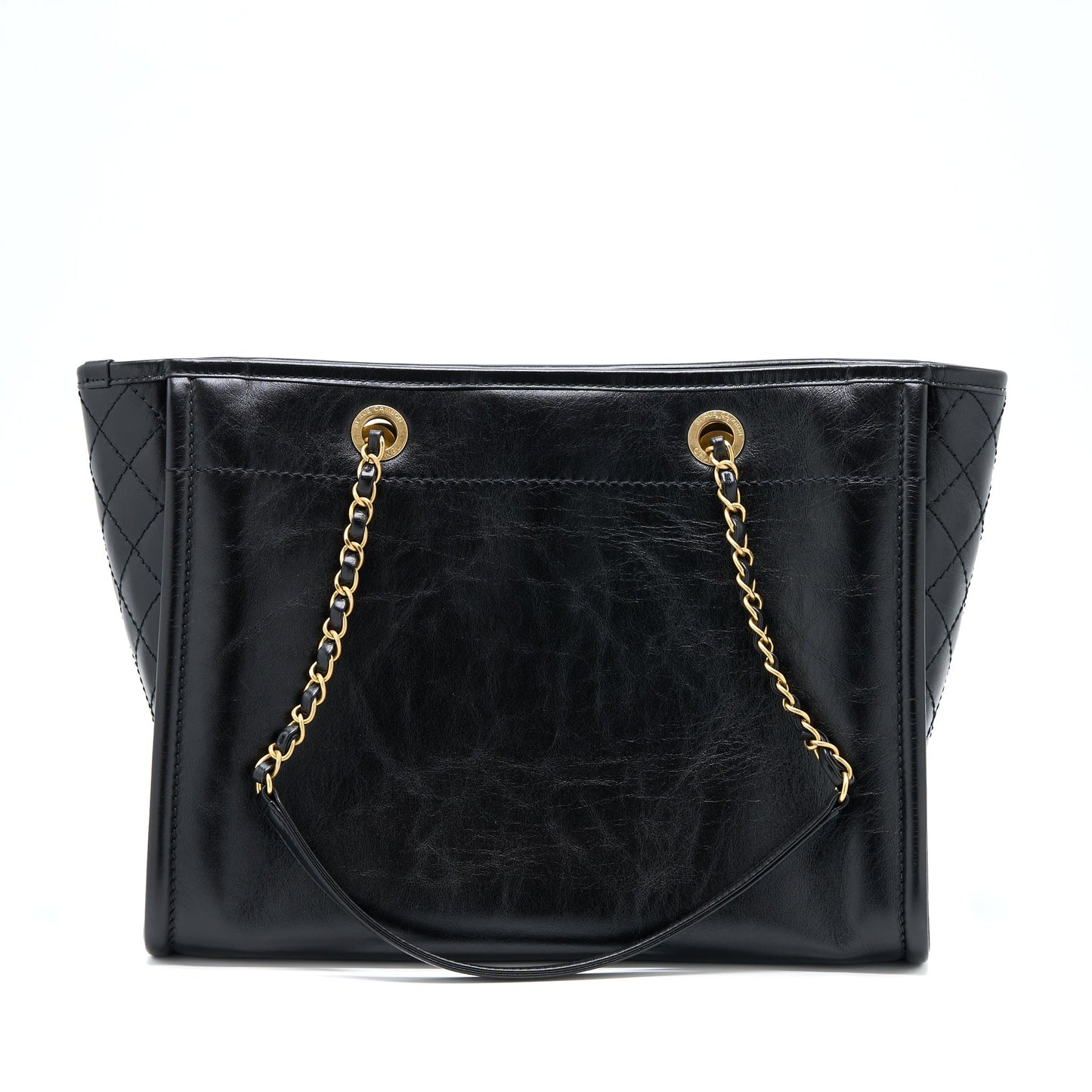 Chanel Deauville Calfskin Detail Logo GHW Black Tote Bag