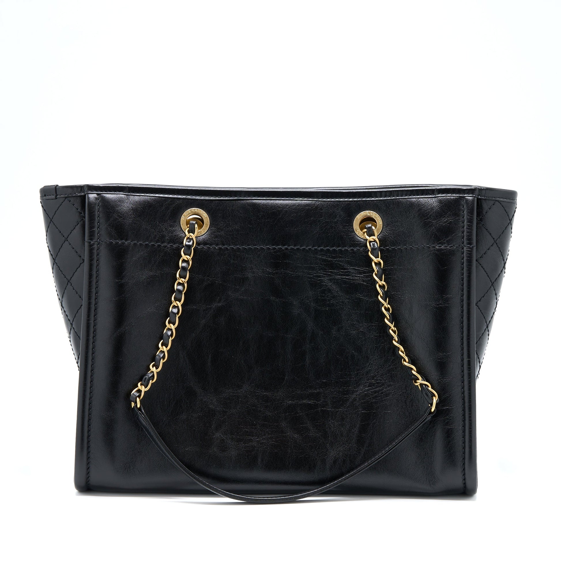 Chanel Deauville Calfskin Detail Logo GHW Black Tote Bag