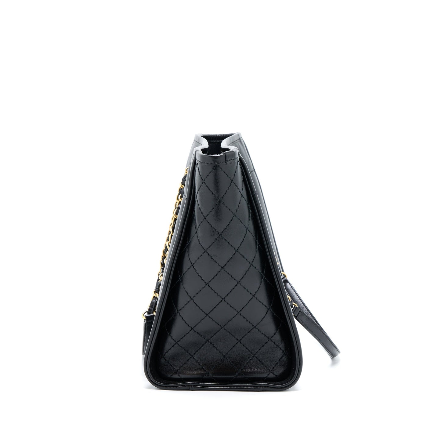Chanel Deauville Calfskin Detail Logo GHW Black Tote Bag