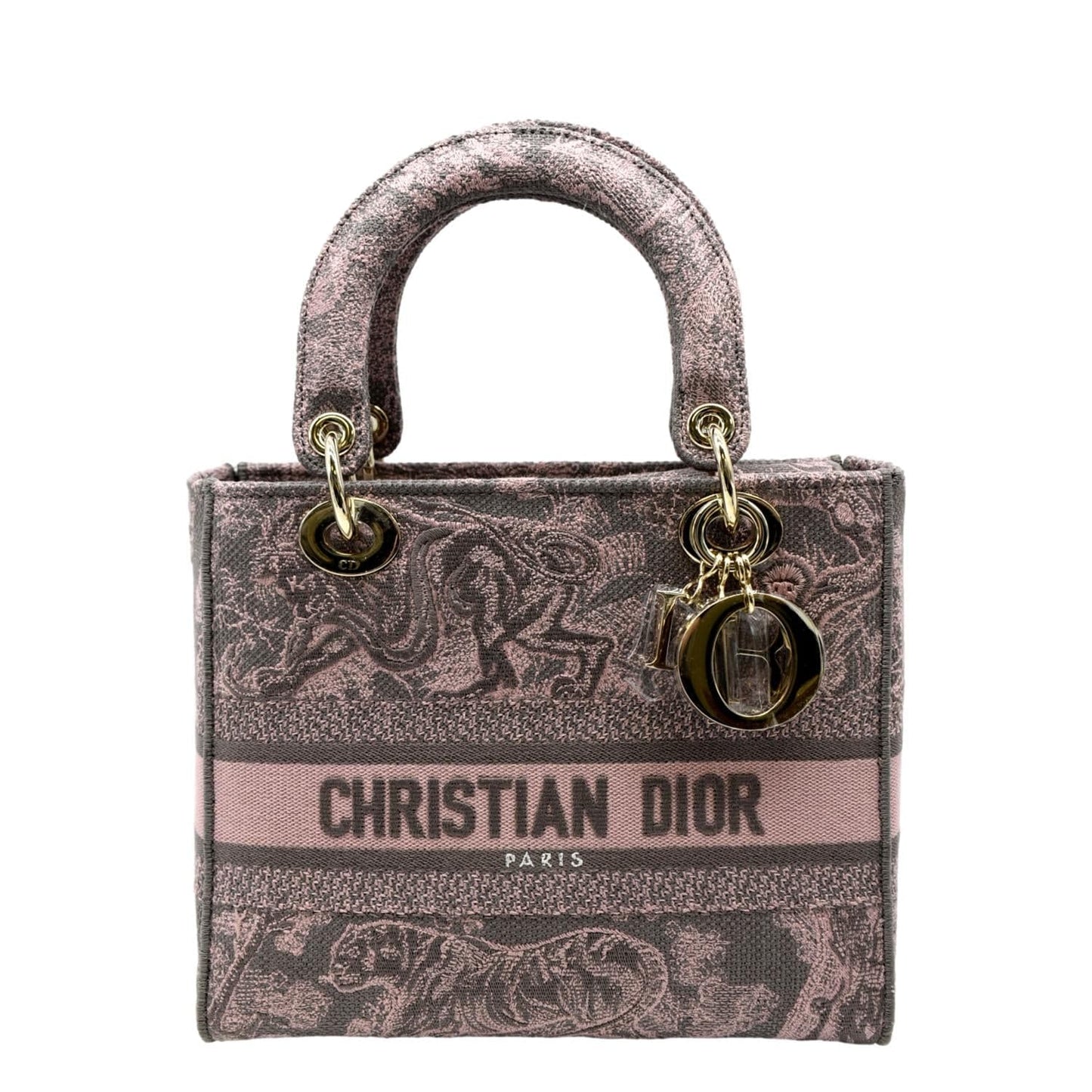 Dior Lady D Lite Embroidered Shoulder Bag Rose Canvas