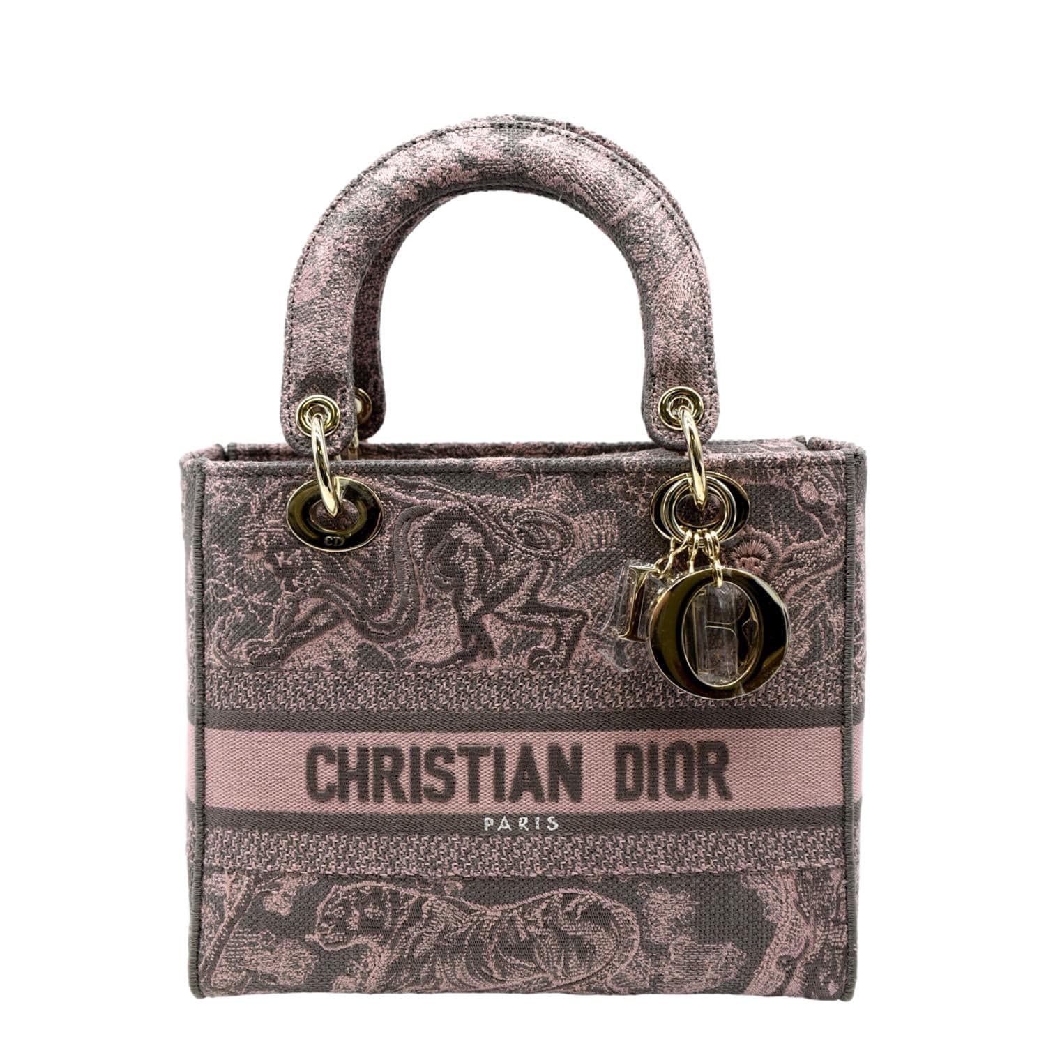 Dior Lady D Lite Embroidered Shoulder Bag Rose Canvas