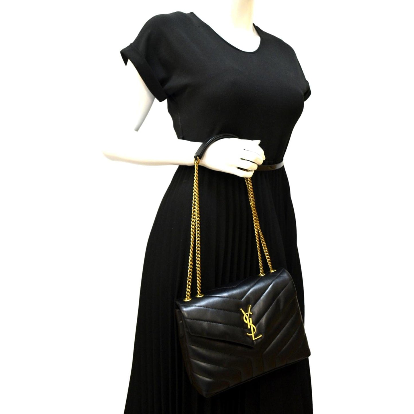 YSL Saint Laurent Yves Loulou Shoulder Bag Leather Matelasse Black Loulou Medium 4