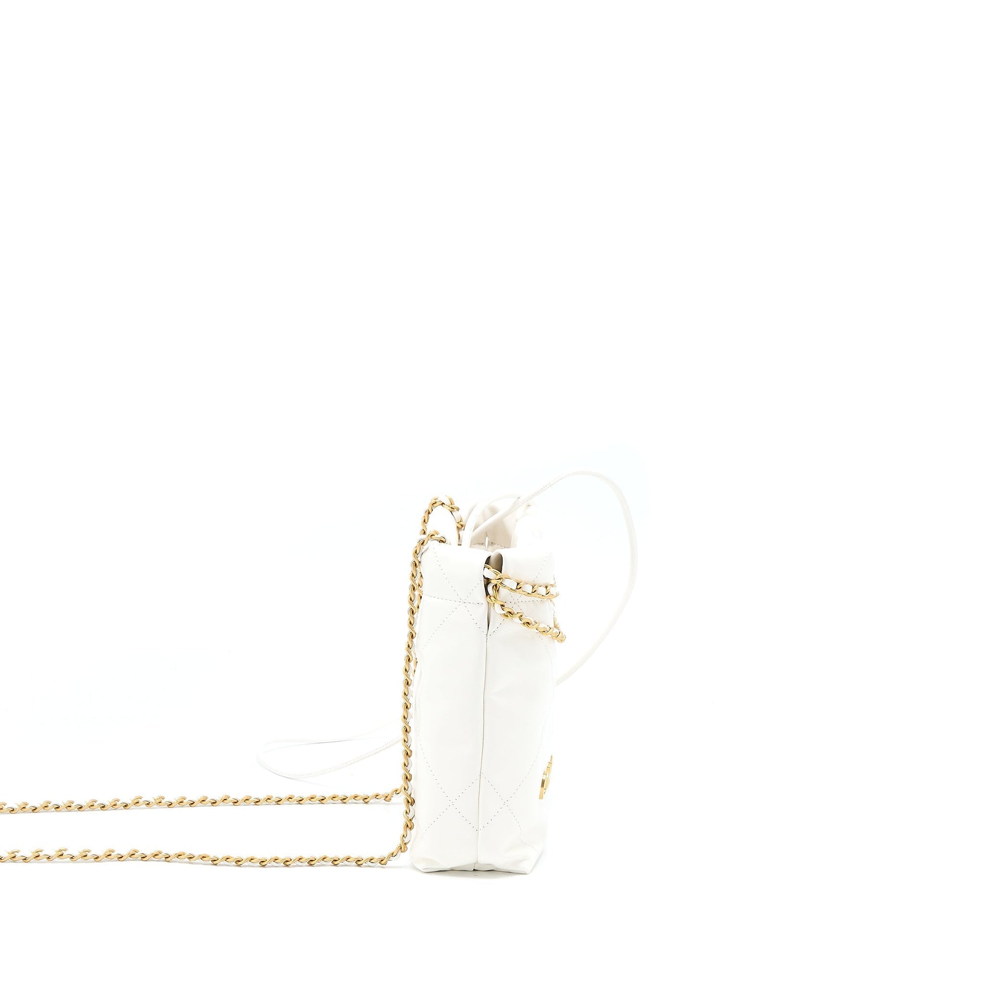 Chanel 23S 22 Shiny Calfskin GHW Microchip White Mini Bag
