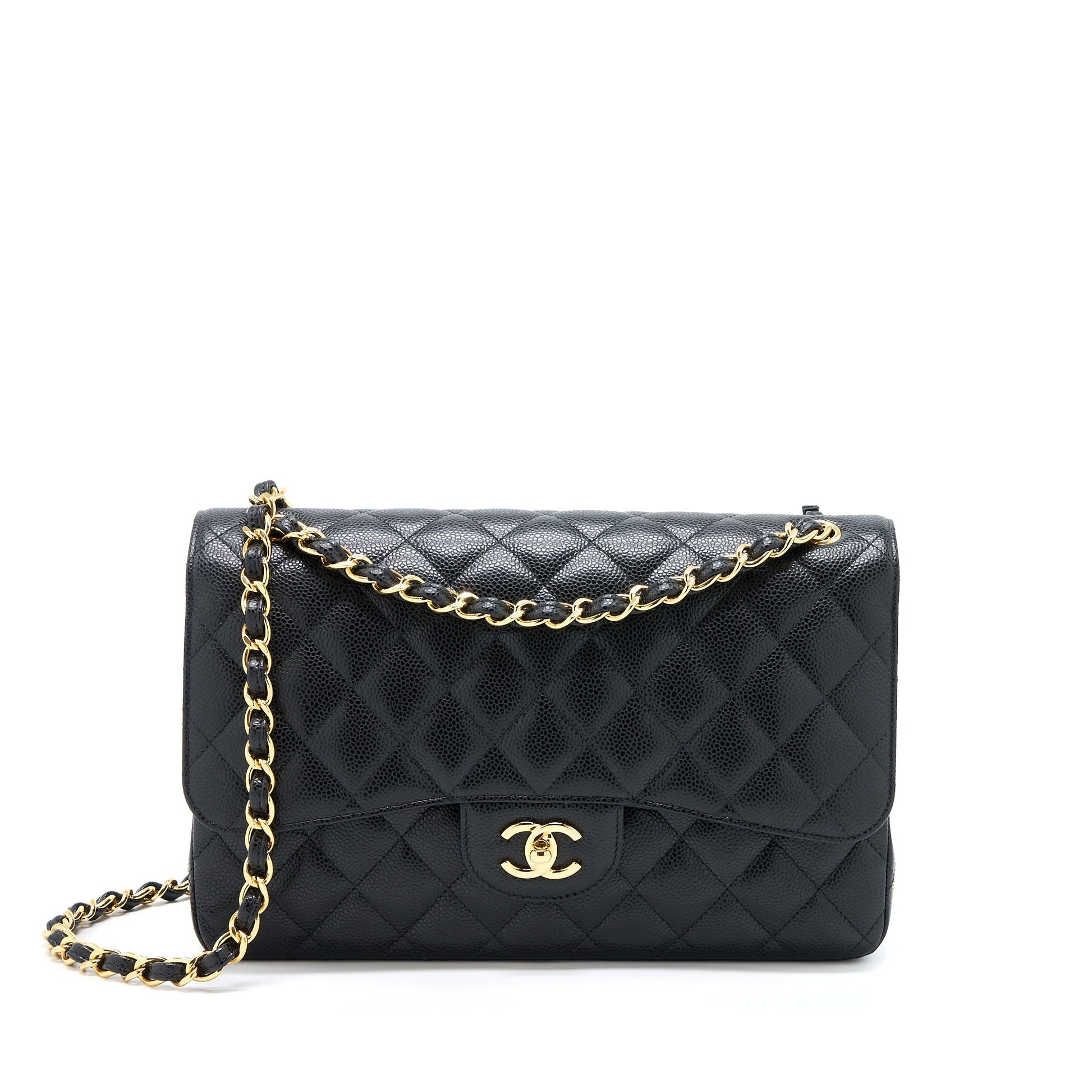 Chanel Classic Jumbo Double Flap Caviar GHW Black Handbag